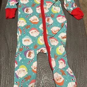 Posh Peanut Santa Print baby zip One Piece